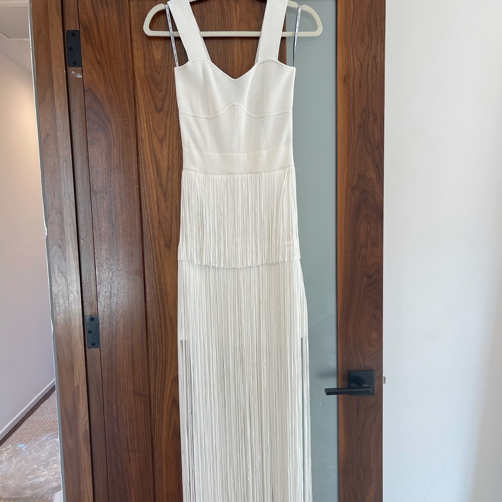 Hervé Legér Fringe Ottoman Gown size XXS WHITE